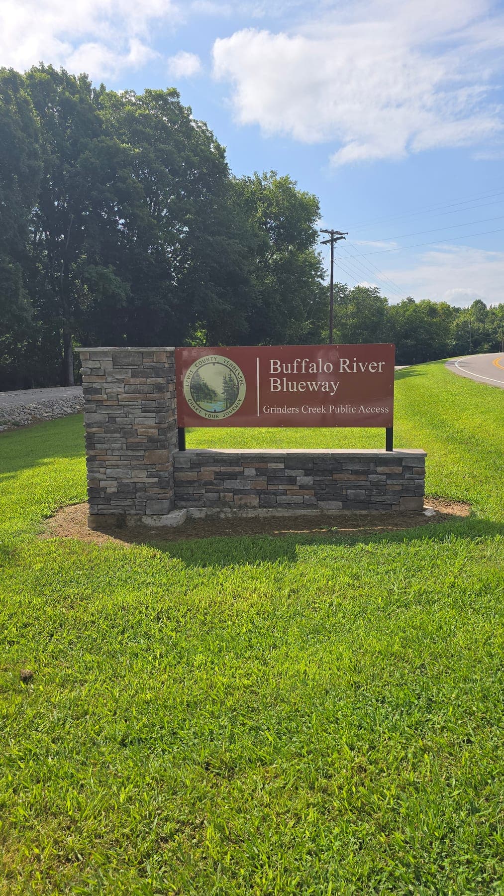 Buffalo River Blueway sign at the Grinders Creek public access